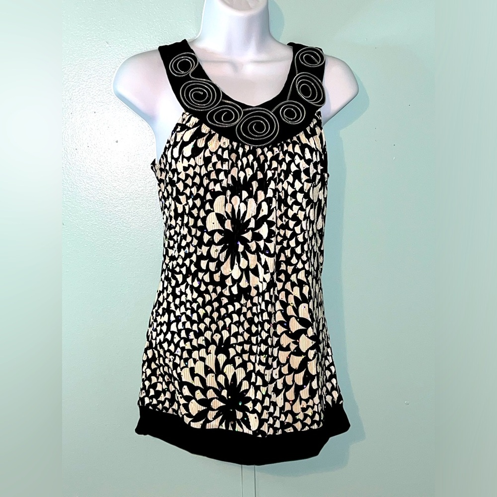 New Directions‎ Sleeveless Blouse Size Small Zipper Flowers